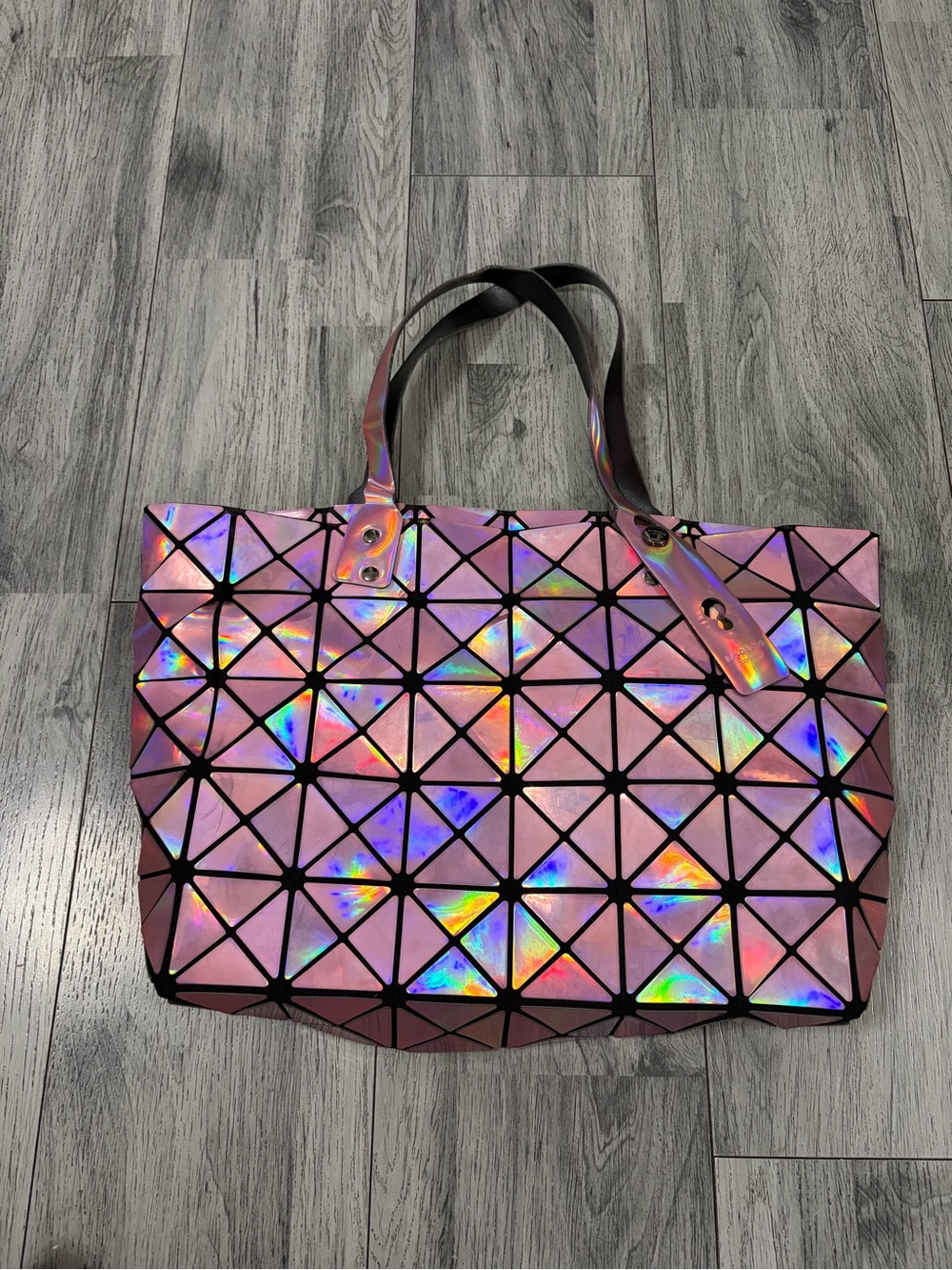 Bao Bao Issey Miyake Holographic Pink Geometric Tote